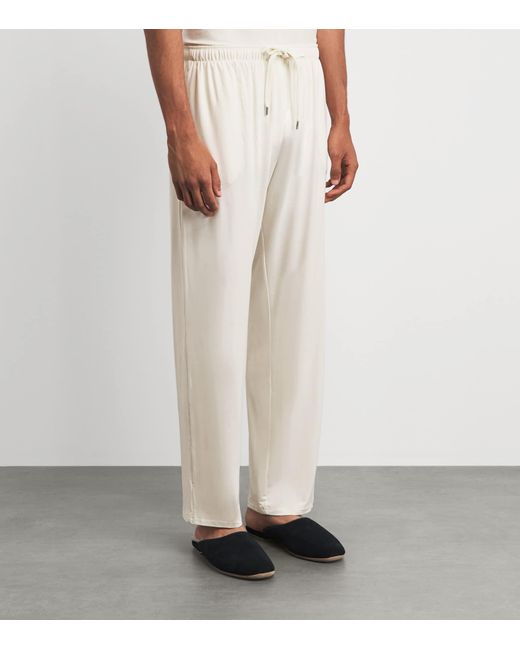 Derek Rose White Basel Lounge Trousers for men