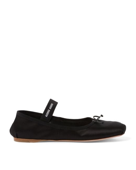 Miu Miu Black Satin Ballet Flats