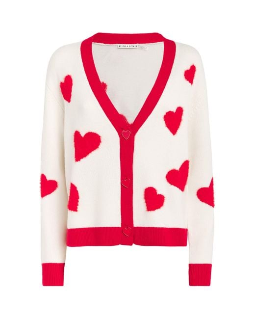 Alice + Olivia White Bradley Heart Cardigan
