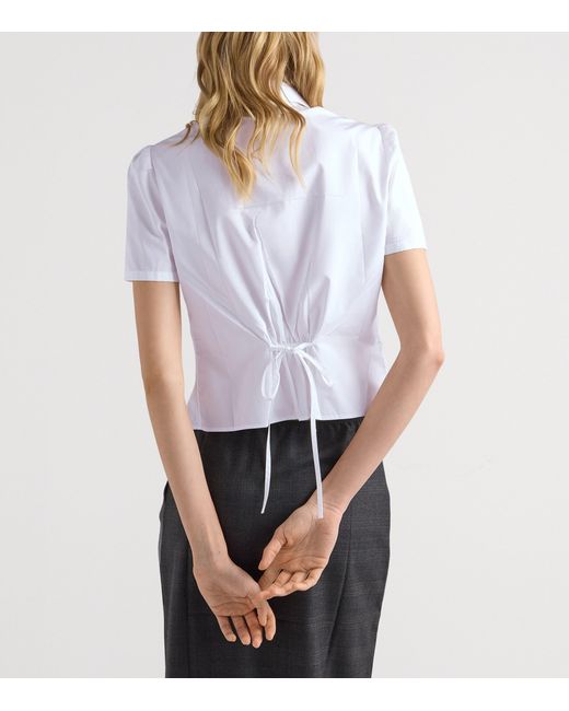 Prada White Cotton Poplin Short-Sleeve Shirt