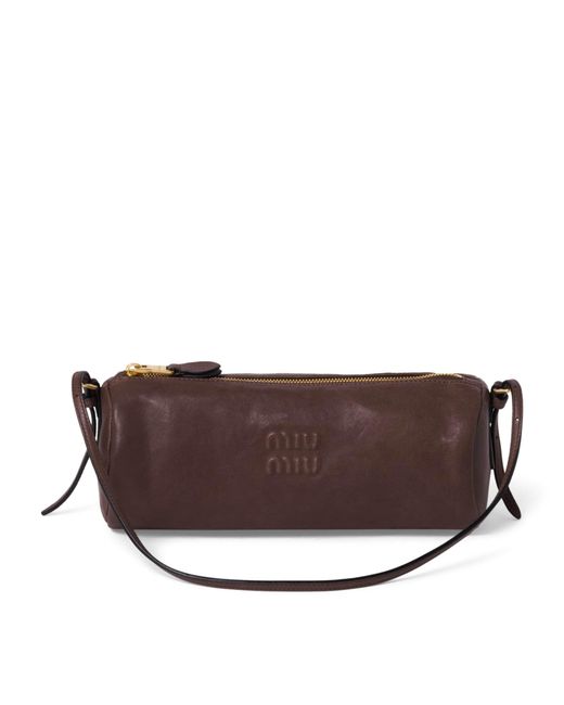 Miu Miu Brown Leather Logo Pouch