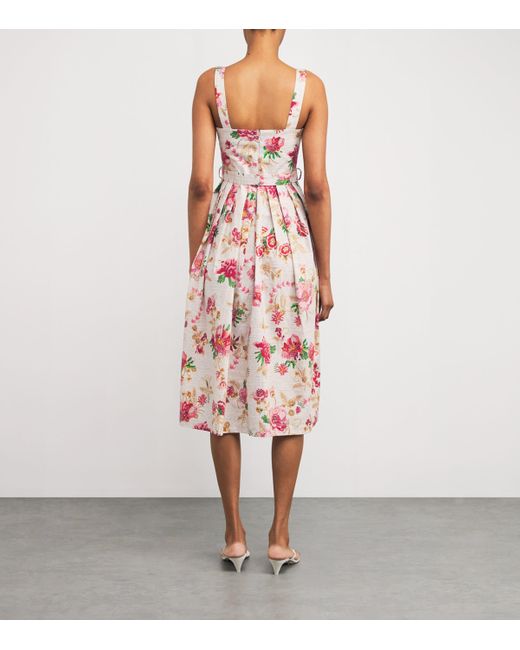 Mary Katrantzou White Belted Iris Midi Dress