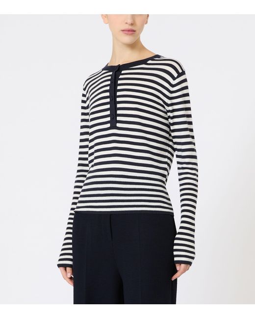 Max Mara Blue Cashmere Stripe Sweater
