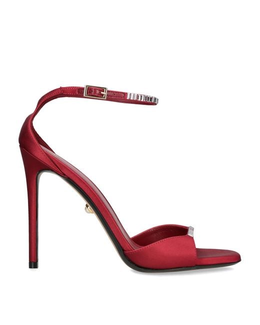 ALEVI Red Satin Ninel Xtal Heeled Sandals 110