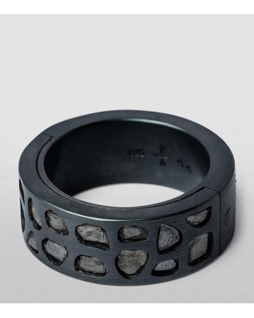 Parts Of 4 Black Oxidised Sterling Silver And Diamond Sistema Ring