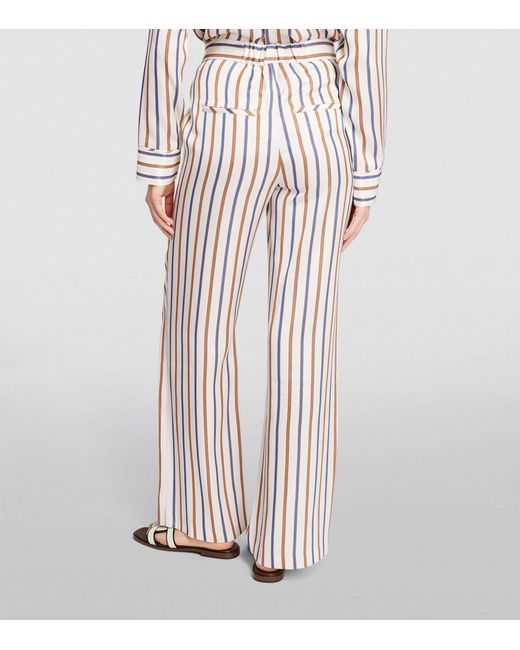 Veronica Beard White Striped Grigore High-rise Trousers