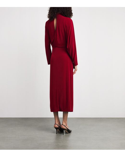 Camilla & Marc Red Draped Ravine Midi Dress