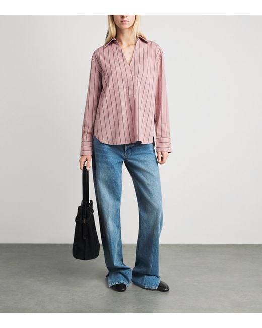 Vince Pink Cotton Stripe Shirt