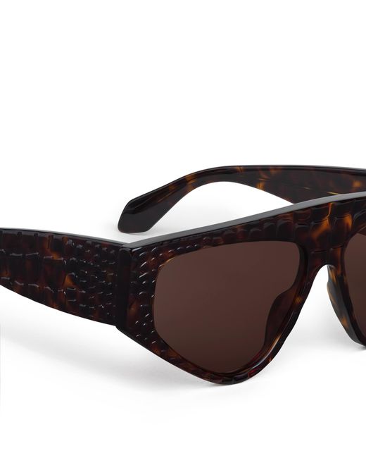 Alaïa Brown Acetate Aviator Mask Sunglasses