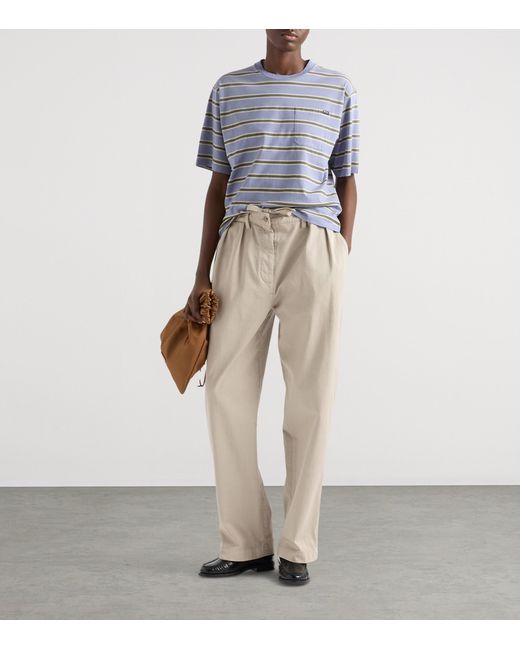 Prada White Cotton Gabardine Wide-Leg Trousers for men