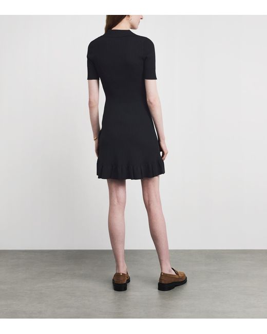 Claudie Pierlot Black Knitted Polo Mini Dress