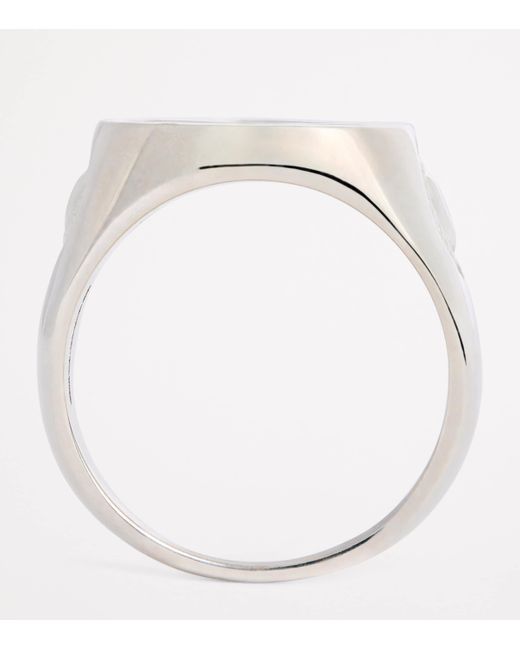 Bleue Burnham White Oval Chloroplast Impression Signet Ring for men