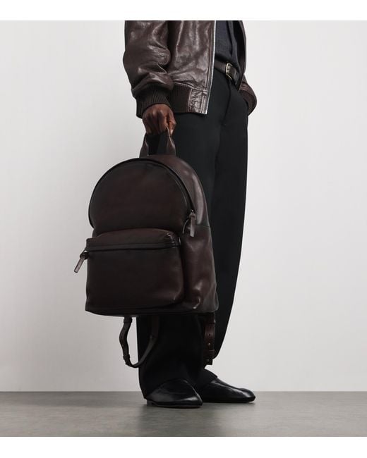 Officine Creative Black Leather Pack Backpack for men