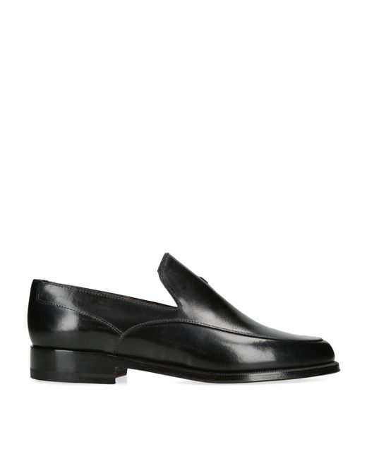 The Row Black Calf Leather Enzo Loafers 25