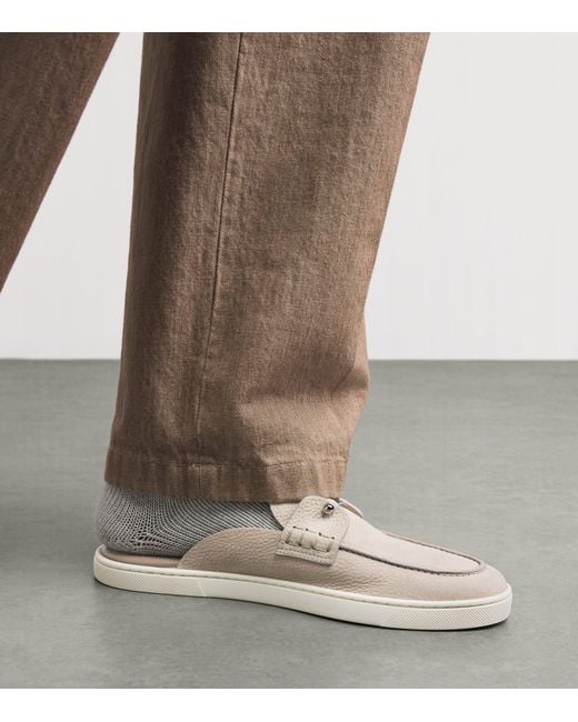 Christian Louboutin White Chanme Calf Leather Boat Shoes for men
