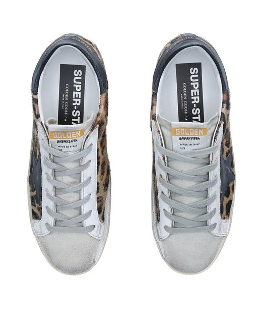 Golden Goose Deluxe Brand Brown Leather Leopard Print Superstar Sneakers