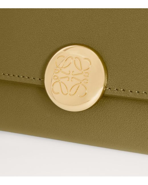 Loewe Green Leather Pebble Wallet