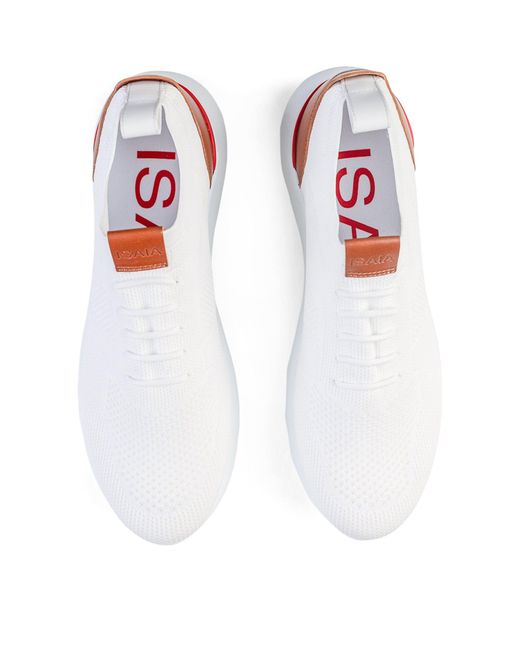 Isaia White Cotton Sneakers for men