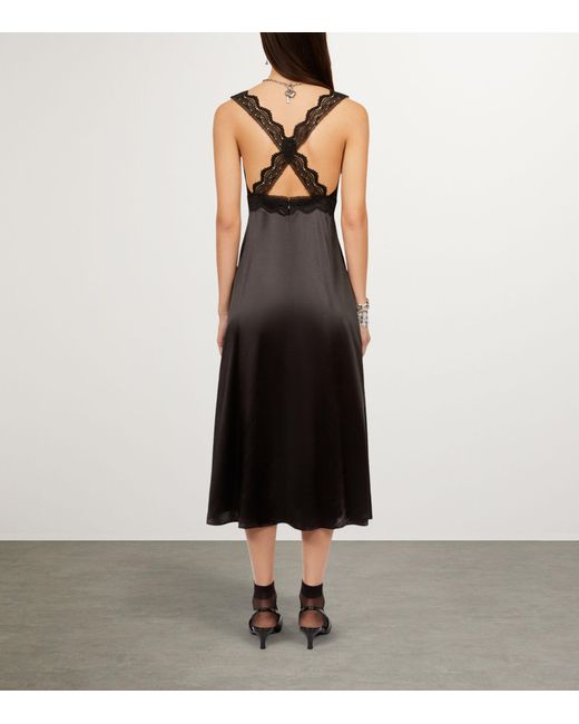 The Kooples Black Silk Lace-trimmed Slip Dress
