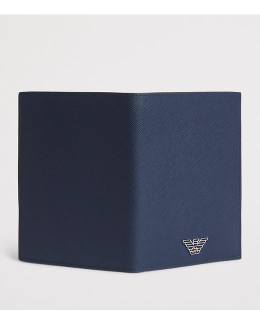 Emporio Armani Men's Blue Leather Passport Holder