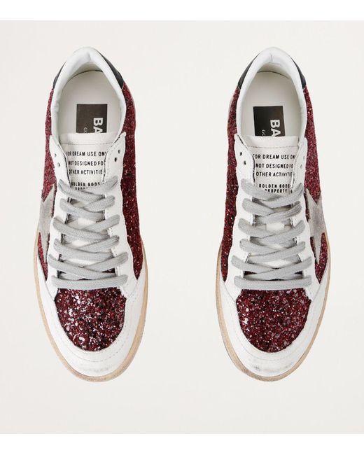 Golden Goose Deluxe Brand Brown Leather Ball Star Glitter Sneakers