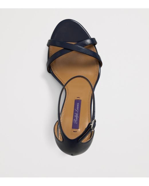 Ralph Lauren Blue Calf Leather Perrin Heeled Sandals 95