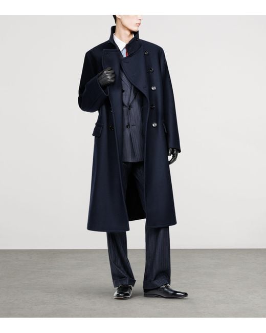 Tom Ford Blue Wool Military Overcoat for men
