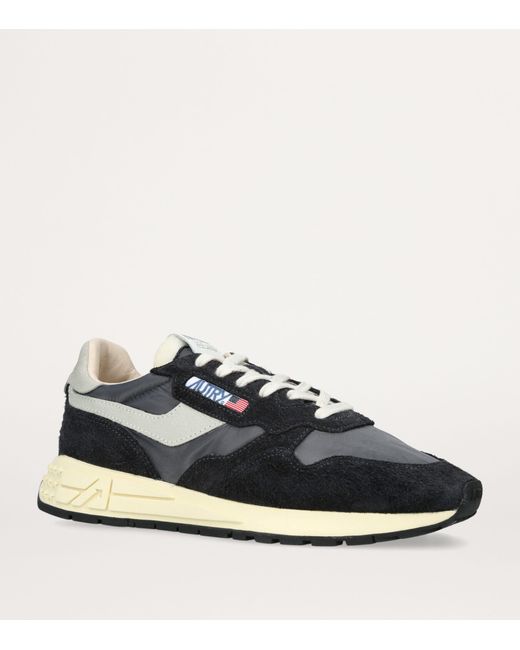 Autry Black Leather Reelwind Low-Top Sneakers for men