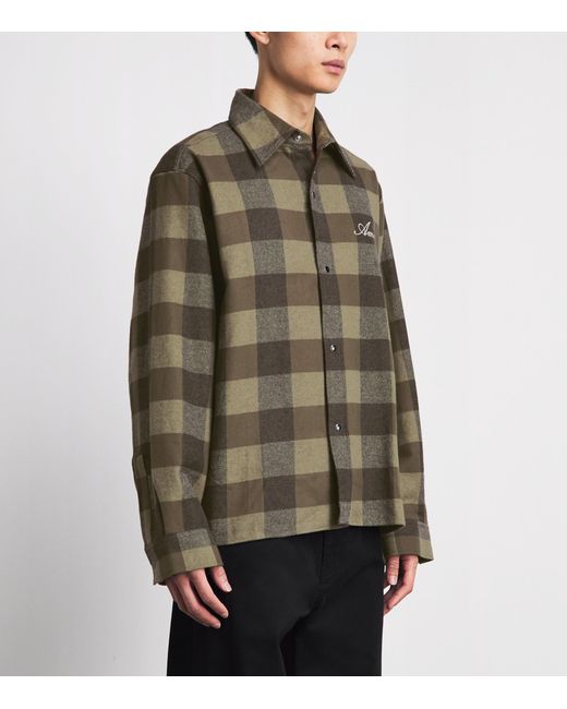 Amiri Green Cotton Flannel Check Shirt for men