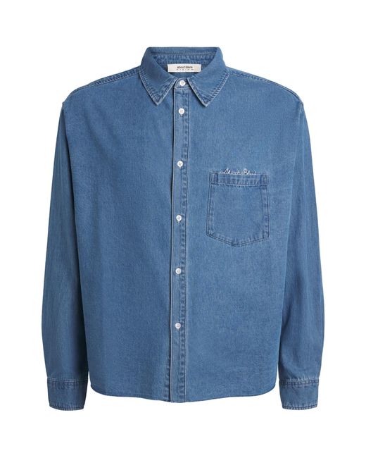 About Blank Blue Script Denim Shirt for men