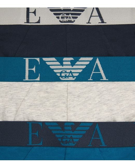 Emporio Armani Blue Stretch-Cotton Eagle Monogram Trunks for men