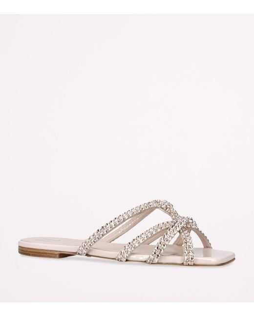 Gina White Crystal-Embellished Paris Sandals