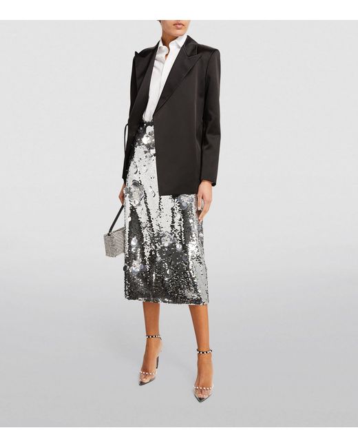 Carolina Herrera Metallic Sequin-embellished Midi Skirt