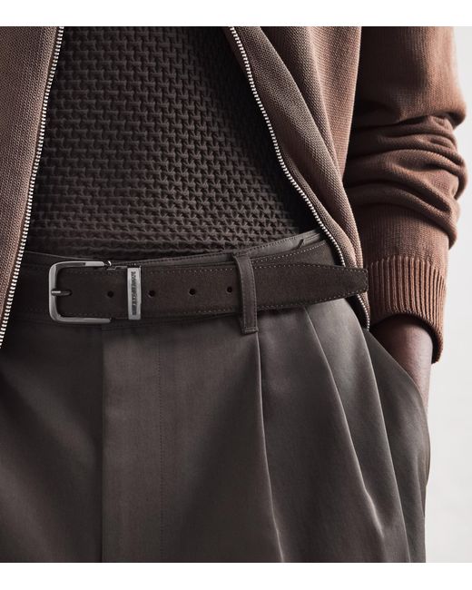 Emporio Armani Brown Leather Buckle Belt for men