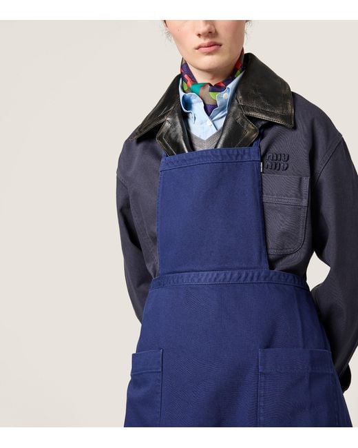Miu Miu Blue Garment-Dyed Gabardine Apron