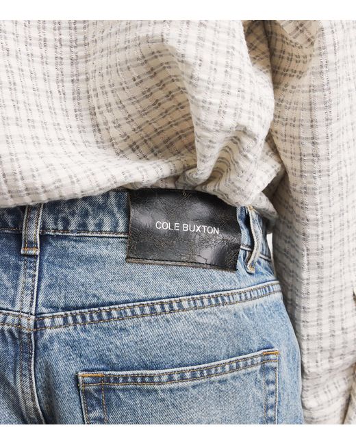 Cole Buxton Blue Distressed Straight Jeans for men