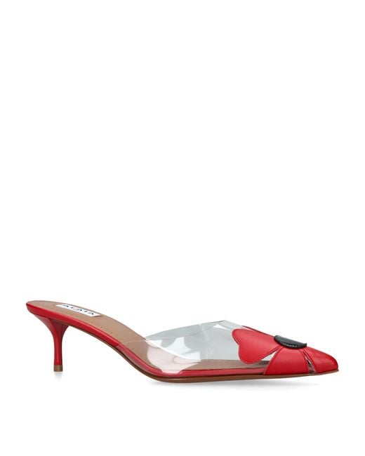 Alaïa Red Leather-Pvc Bloom Mules 55