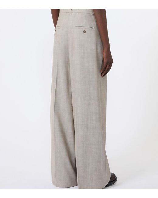 Weekend by Maxmara Gray Virgin Wool Wide-Leg Trousers