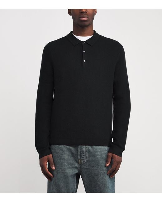 PAIGE Black Cotton-Blend Elwynn Polo Shirt for men