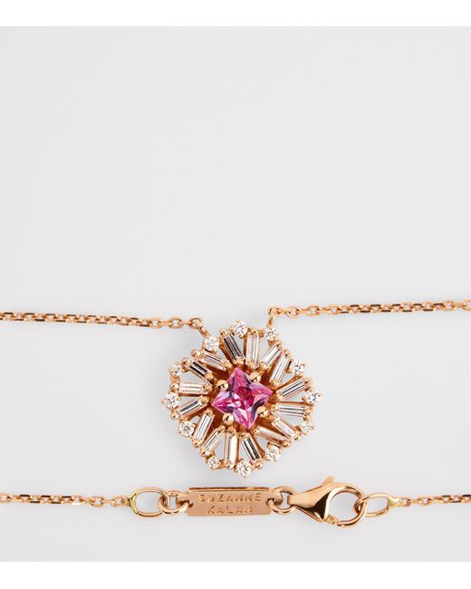 Suzanne Kalan Metallic Diamond And Sapphire Princess Flower Necklace