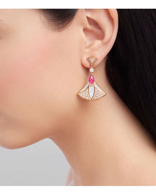 BVLGARI Pink Rose Gold, Diamond And Mother-of-pearl Diva's Dream Earrings