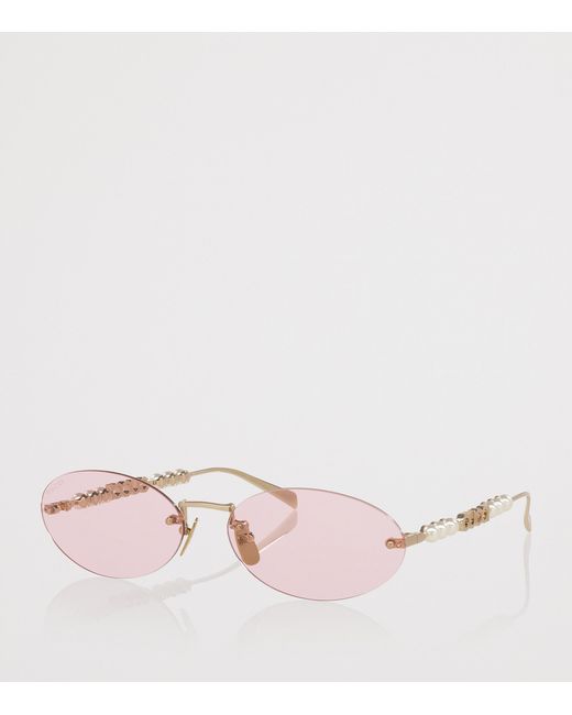 Gucci Pink Metal Round Sunglasses