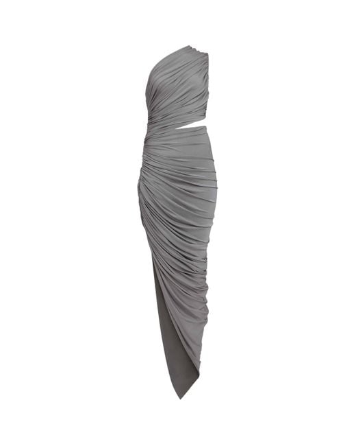 Alaïa Gray Gathered Asymmetric Midi Dress