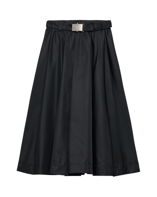 Prada Black Re-Nylon Belted Midi Skirt