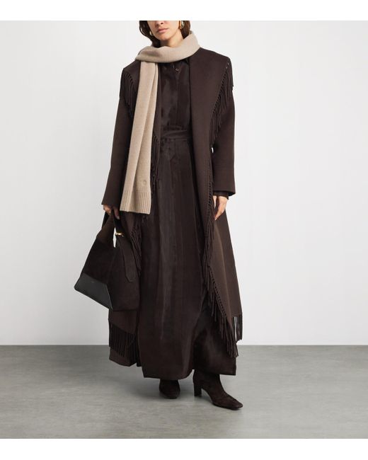 Jonathan Simkhai Brown Wool Fringe Carrie Robe Coat