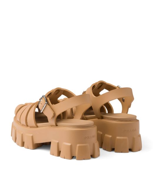 Prada Brown Monolith 55Mm Platform Sandals