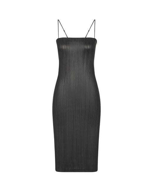 Tom Ford Black Nappa Leather Embroidered Midi Tube Dress