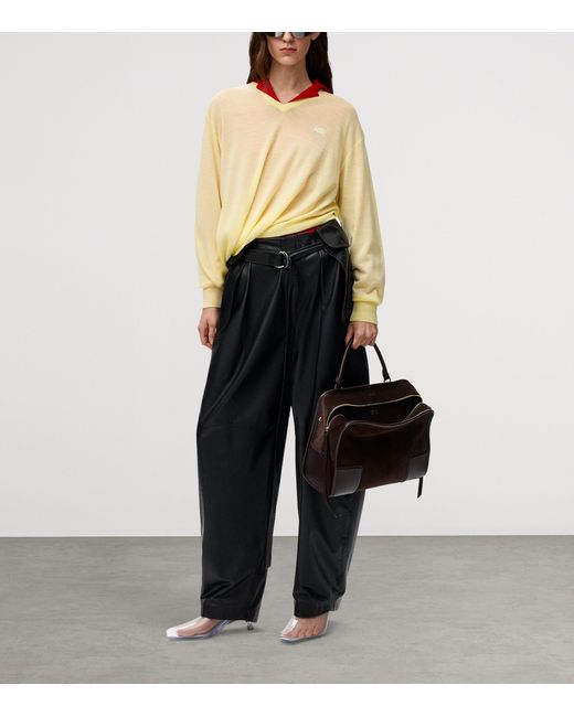 Loewe Yellow Wool-Blend V-Neck Sweater