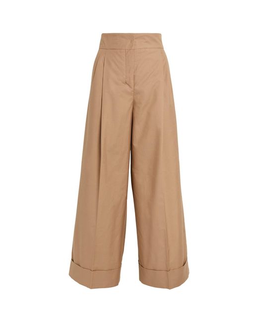 Max Mara Natural Cotton-blend Wide-leg Trousers