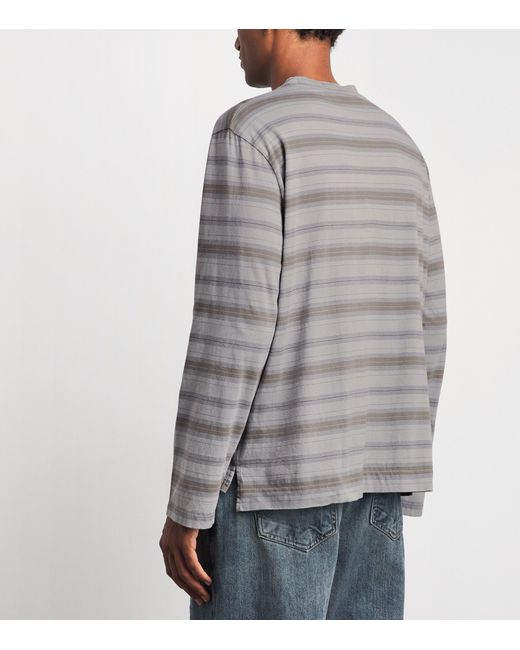 Our Legacy Gray Cotton Stripe Box Long-Sleeve T-Shirt for men